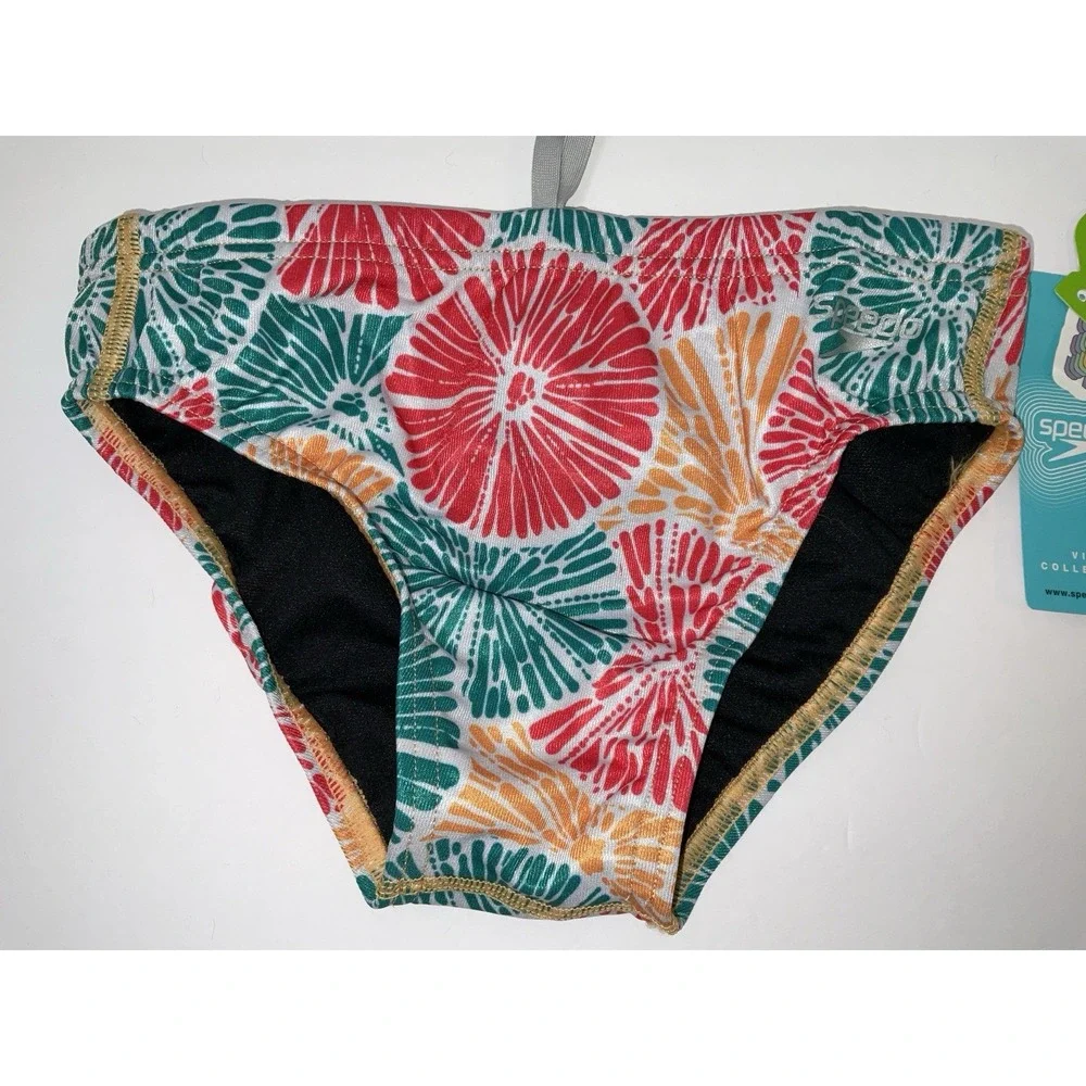 NWT Men's Speedo Vibe Collection Eco Endurance Brief Swim Trunks Citrus Love 26